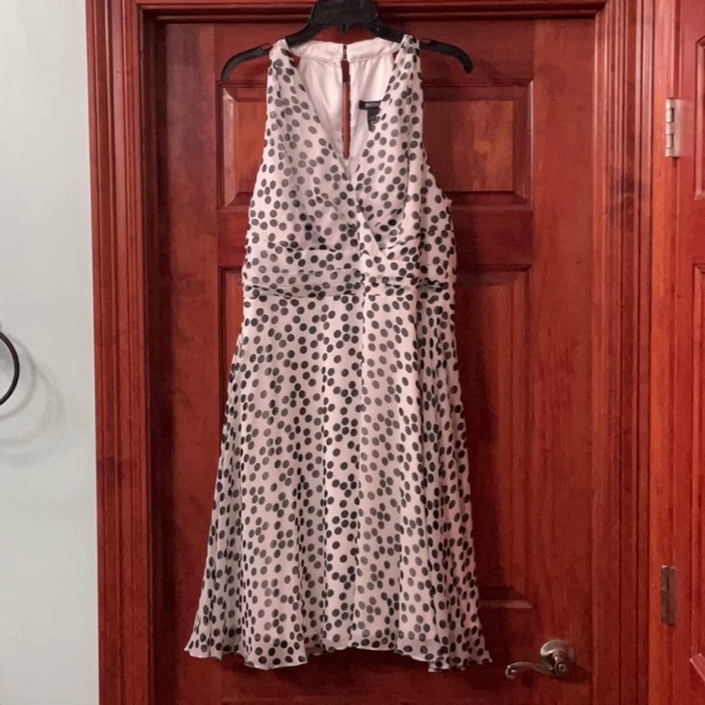 White House Black Market Brown and White Halter A-line Cocktail Dress